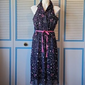 Scarlett Black Sleeveless Dress with Pink Ribbon